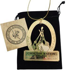Choctaw Nation Stickball "Toli" Ornament RARE Gold Finish With Great Seal Design